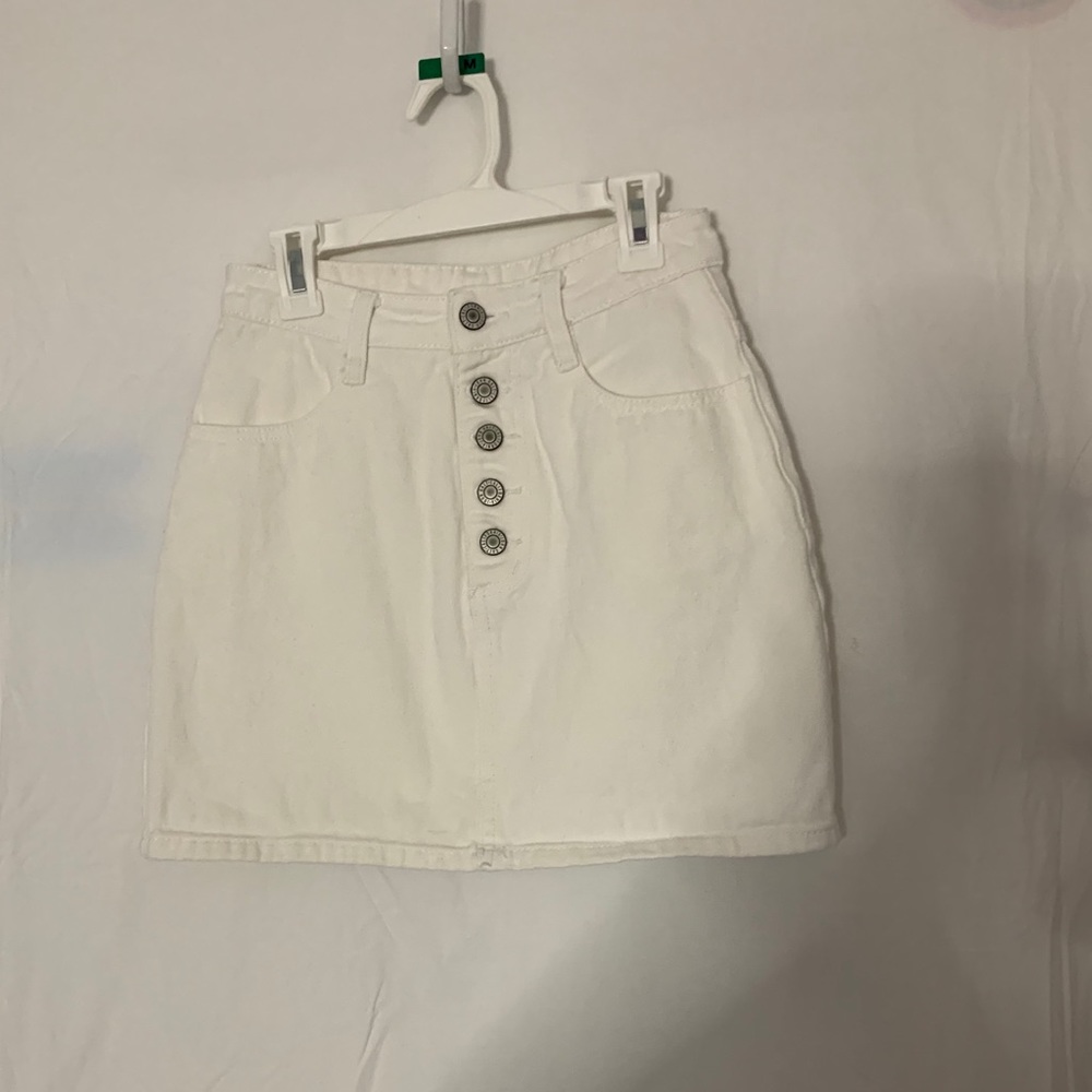 High-rise brandy melville white jean skirt